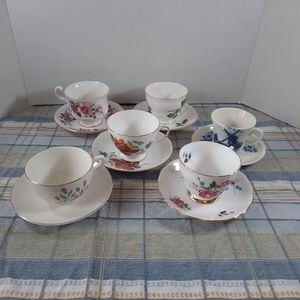 Tea Cup And Saucer Lot of 6 Mismatched Floral